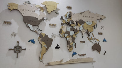 3D dünya xəritəsi divar dekoru