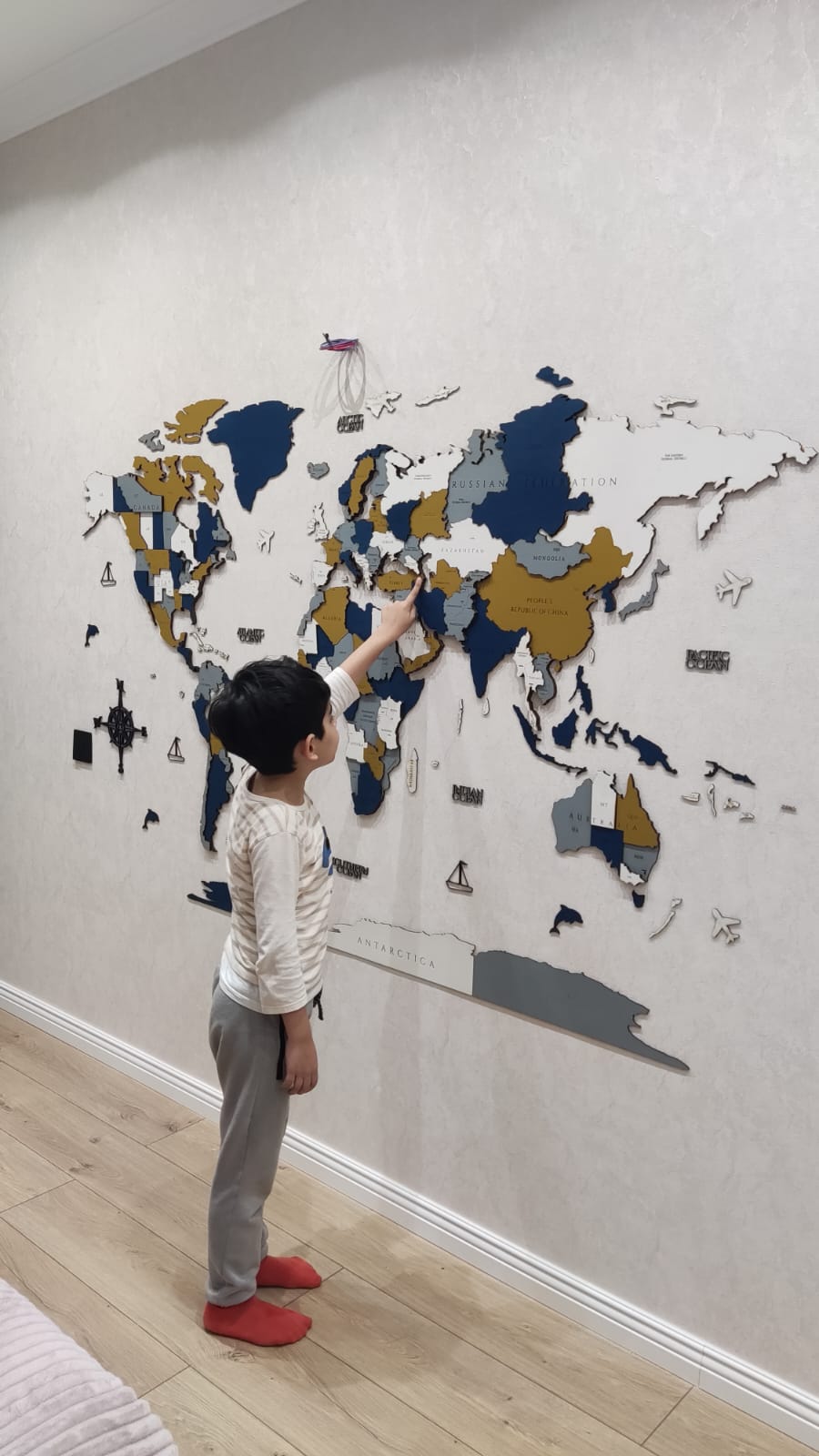 3D dünya xəritəsi divar dekoru