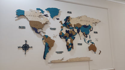3D dünya xəritəsi divar dekoru