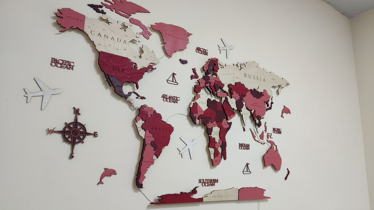 3D dünya xəritəsi divar dekoru